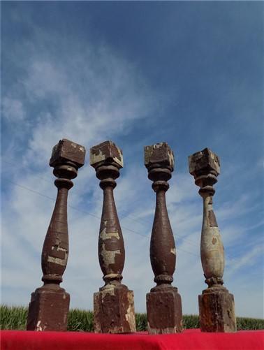 4 Balusters Cocoa Brown Wood Architectural Salvage Spindles Porch House Trim L,