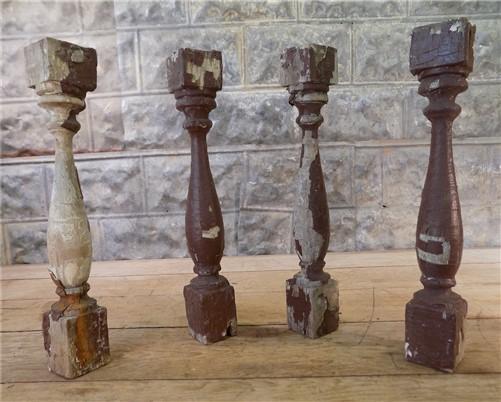 4 Balusters Cocoa Brown Wood Architectural Salvage Spindles Porch House Trim L,