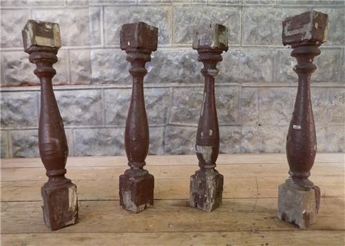 4 Balusters Cocoa Brown Wood Architectural Salvage Spindles Porch House Trim M,