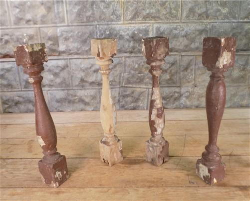 4 Balusters Cocoa Brown Wood Architectural Salvage Spindles Porch House Trim P,