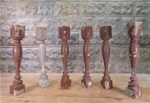 6 Balusters Cocoa Brown Wood Architectural Salvage Spindles Porch House Trim Q,