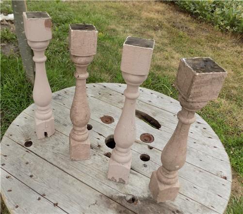 4 buy Balusters Tan Wood Architectural Salvage Spindles Porch Post House Trim L, Vintage Wood Spindles, Wooden Balusters, Rustic Farmhouse