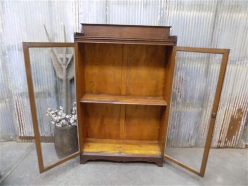 Oak Bookcase Glass Doors, China Cabinet Display Case, Curio Cabinet Showcase,