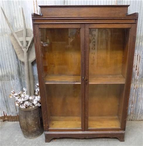 Oak Bookcase Glass Doors, China Cabinet Display Case, Curio Cabinet Showcase,