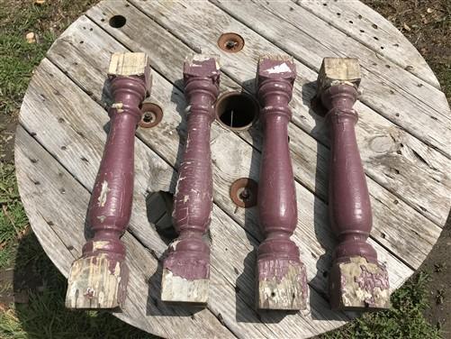 4 Balusters Painted Wood Architectural Salvage Spindles Porch House Trim P,