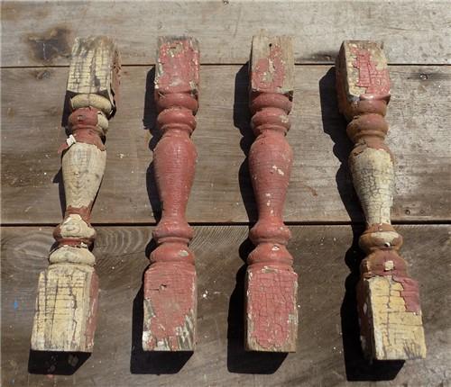 4 Balusters Painted Wood Architectural Salvage Spindles Porch House Trim A16,