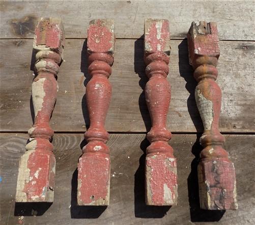 4 Balusters Painted Wood Architectural Salvage Spindles Porch House Trim A16,