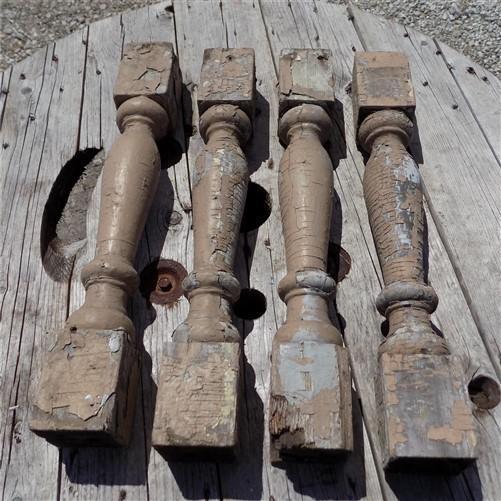 4 Balusters Painted Wood Architectural Salvage Spindles Porch House Trim A19,