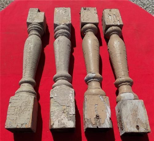 4 Balusters Painted Wood Architectural Salvage Spindles Porch House Trim A21,