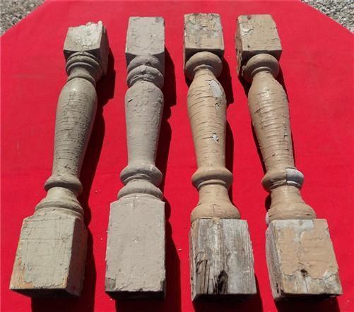 4 Balusters Painted Wood Architectural Salvage Spindles Porch House Trim A21,