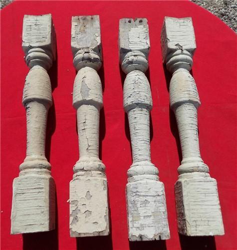 4 Balusters Painted Wood Architectural Salvage Spindles Porch House Trim A22,