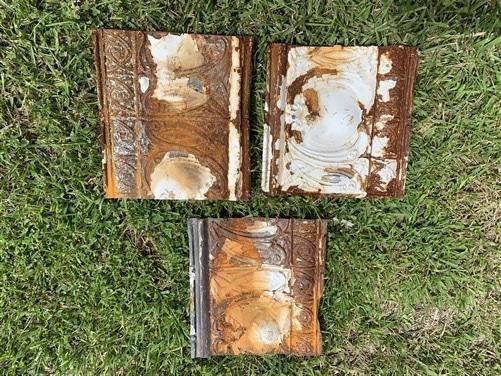 6 Ceiling Tin Panels, Vintage Reclaimed Molding, Architectural Salvage A1