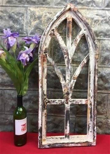 Rustic Arched Farmhouse Window Frame, Faux Window Frame Wall Decor, Shabby Chic