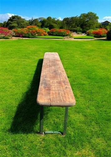 Stained Vintage German Beer Garden Bench Portable Industrial Wood Bench Seat B41