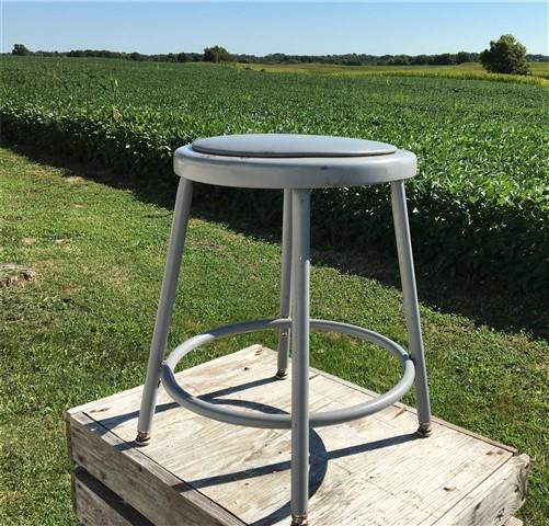 Industrial Gray Metal Drafting Stool Round Adjustable Metal Factory Stool c,