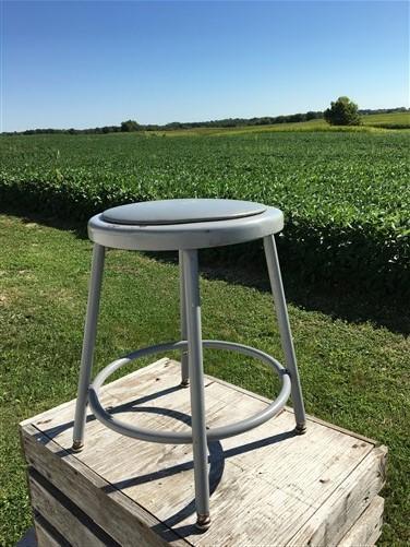 Industrial Gray Metal Drafting Stool Round Adjustable Metal Factory Stool c,