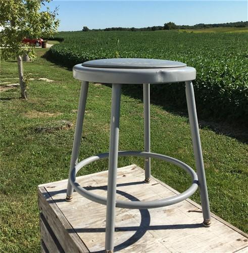 Industrial Gray Metal Drafting Stool Round Adjustable Metal Factory Stool c,