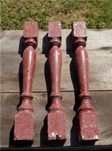 3 Balusters Painted Wood Architectural Salvage Spindles Porch House Trim A34,