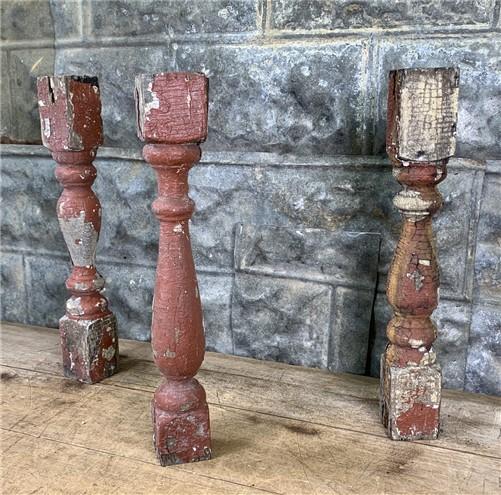 3 Balusters Painted Wood Architectural Salvage Spindles Porch House Trim A35,