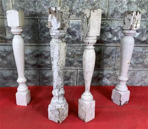 4 Balusters Painted Wood Architectural Salvage Spindles Porch House Trim A37,