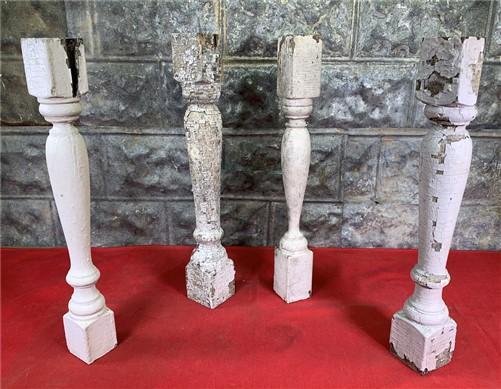 4 Balusters Painted Wood outlet Architectural Salvage Spindles Porch House Trim O, Vintage Wood Spindles, Wooden Balusters, Rustic Farmhouse