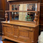 Oak Sideboard Buffet Vintage Dining Room Table Server Mirror, Cupboard Dresser