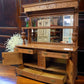 Oak Sideboard Buffet Vintage Dining Room Table Server Mirror, Cupboard Dresser