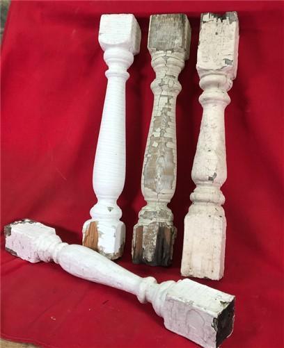 4 Balusters Painted Wood Architectural Salvage Spindles Porch House Trim A31,