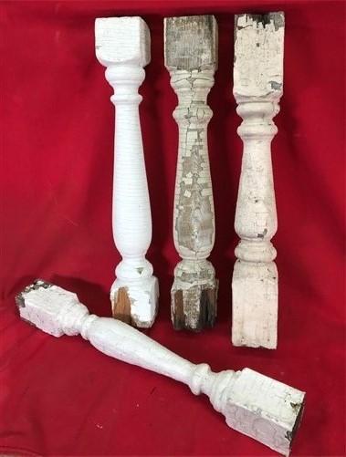 4 Balusters Painted Wood Architectural Salvage Spindles Porch House Trim A31,