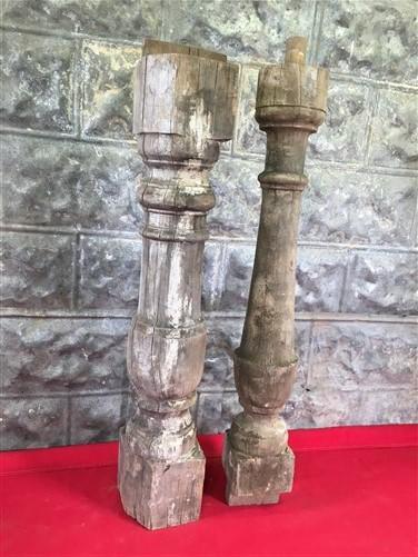 2 Large Wood Balusters, Architectural Salvage Spindles, Porch Post Columns D,