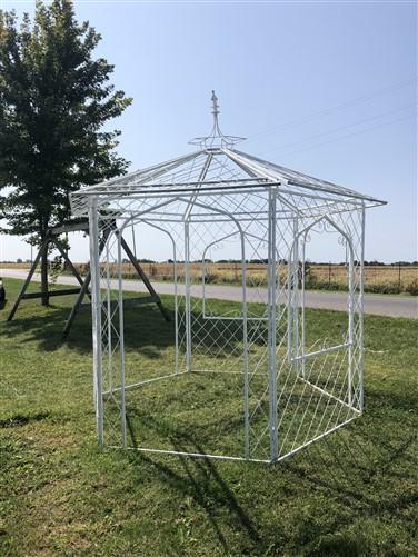 Hexagon Metal Gazebo, Backyard Gazebo, Garden Pergola, Outdoor Patio, Arbor A