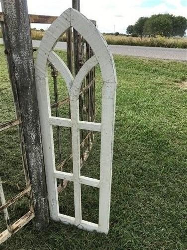 Light American Gothic Style Wood Window Frame, Arched Farmhouse Window Frame,