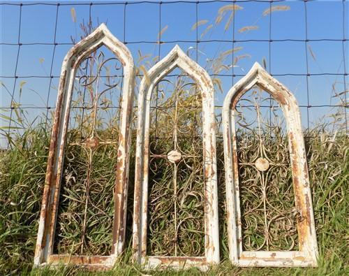 Set 3 Gothic Teardrop Window Frames, Achitectural Wood Metal Wall Decor Set,