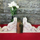 Pair White Wood Corbels, Bookends Shelf Mantel Decor, Architectural Brackets