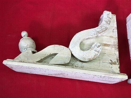 Pair White Wood Corbels, Bookends Shelf Mantel Decor, Architectural Brackets