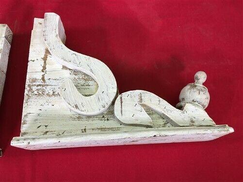 Pair White Wood Corbels, Bookends Shelf Mantel Decor, Architectural Brackets