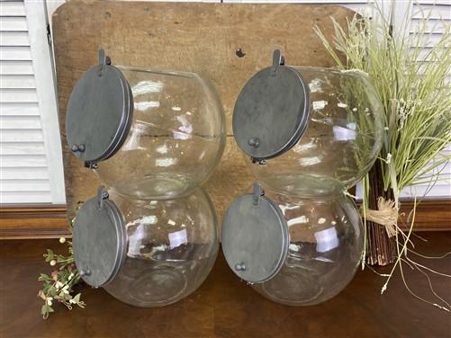 4 Round Stackable Canister Jars, Kitchen Storage, Counter Display, Cookie Jar