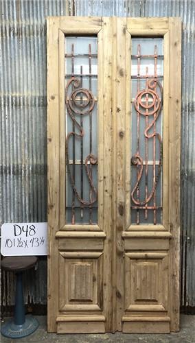 Antique French Double Doors (43x101.5) Iron Wood Doors, European Doors D48