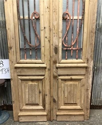 Antique French Double Doors (43x101.5) Iron Wood Doors, European Doors D48