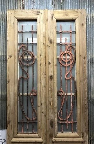 Antique French Double Doors (43x101.5) Iron Wood Doors, European Doors D48