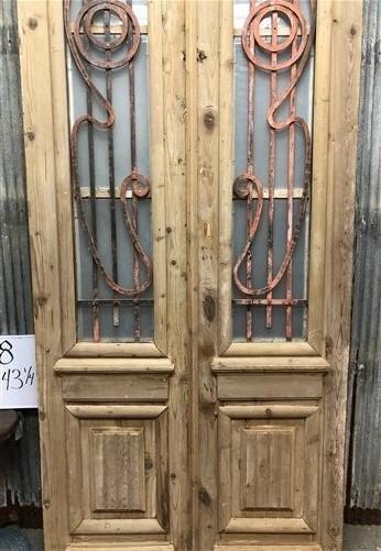 Antique French Double Doors (43x101.5) Iron Wood Doors, European Doors D48