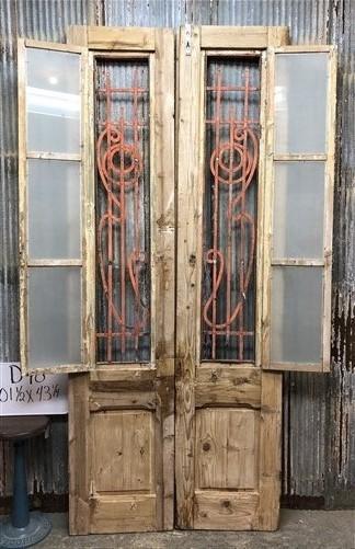 Antique French Double Doors (43x101.5) Iron Wood Doors, European Doors D48