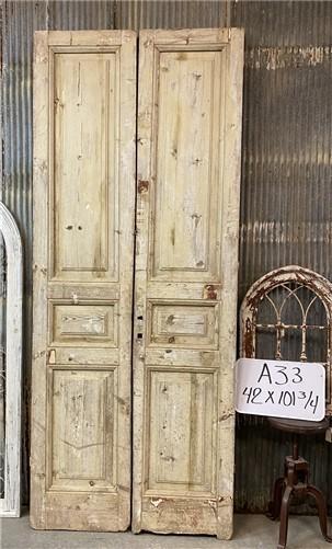 Antique French Double Doors (42x101.5) European Doors, Raised Panel Doors A33