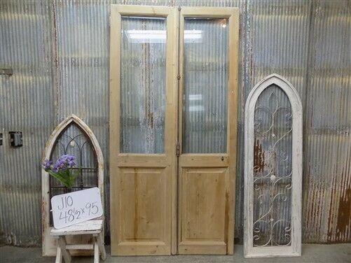 Antique French Double Doors (48.5x95) Single Pane Glass European Doors J10