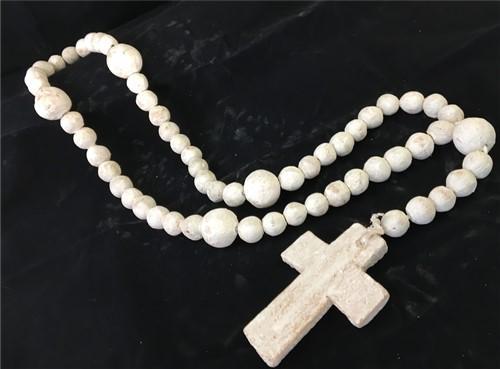 Wall Hanging Clay Bead Rosary, Rosary Catholic Crucifix, Terra Cota Cross,