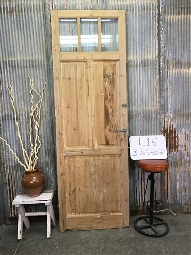 Antique 3 Pane Door (31.5x95) Raised Panel Door, Single Entry Door European L15