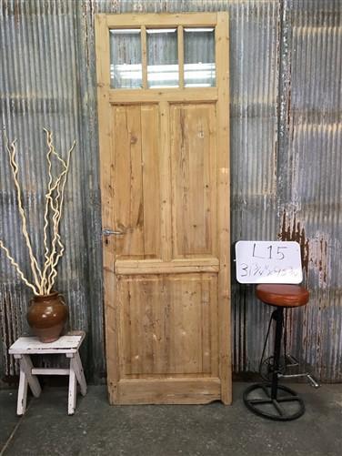 Antique 3 Pane Door (31.5x95) Raised Panel Door, Single Entry Door European L15