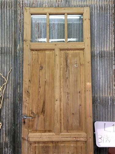 Antique 3 Pane Door (31.5x95) Raised Panel Door, Single Entry Door European L15