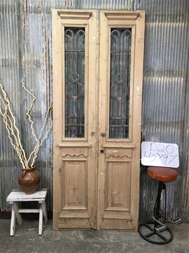 Antique French Double Doors (40x97) Iron Wood Doors, European Doors D20