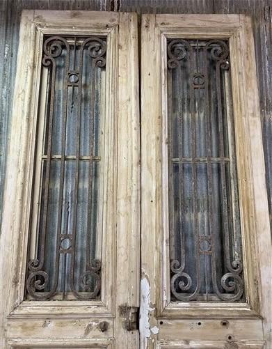 Antique French Double Doors (53x116) Wood Iron Doors, European Doors R12